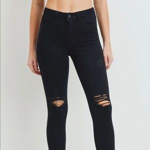 NWT - Just Black Denim High Rise Destructed Skinny Jean